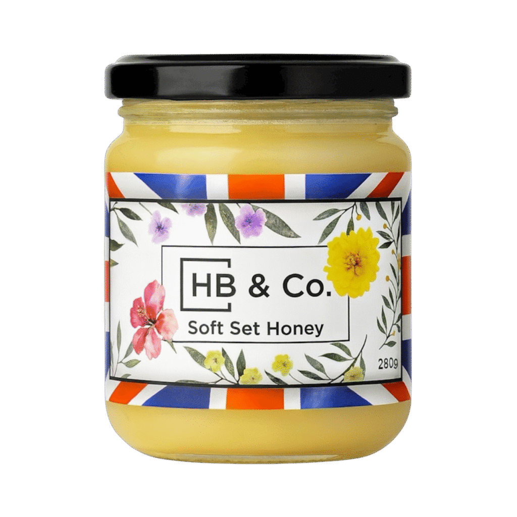 HoneyBee & Co. Soft Set Honey jar with Union Jack label