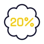 20% discount badge icon.