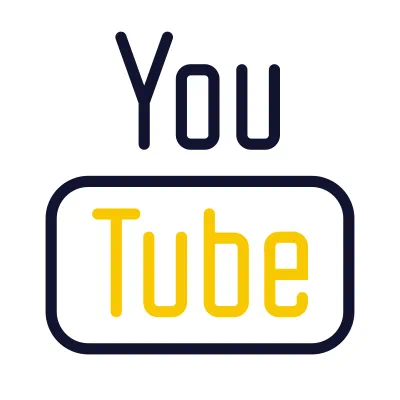 YouTube play button icon with outline