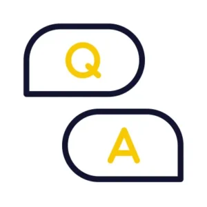 Question and answer bubbles icon.