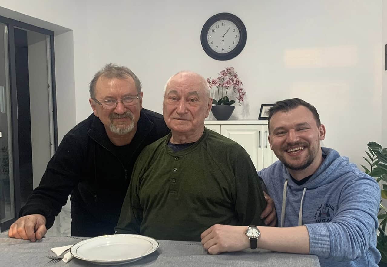 Nistor Grigore, Nistor Fanel, and Dragos Nistor together at the family apiaries in Transylvania, 2018