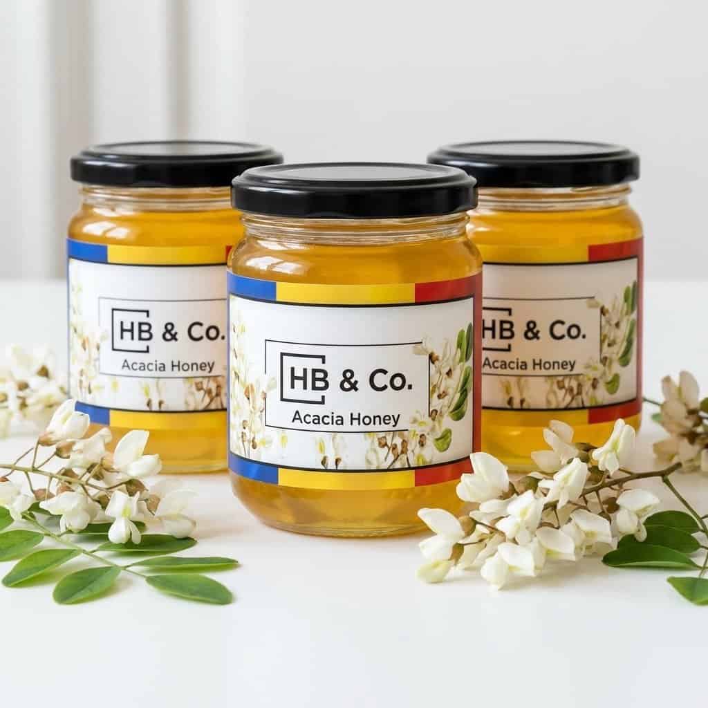 HoneyBee & Co. Miele di acacia in confezione da 3 vasetti - 3 x 280g miele grezzo Transylvanian confezione di scorta di miele